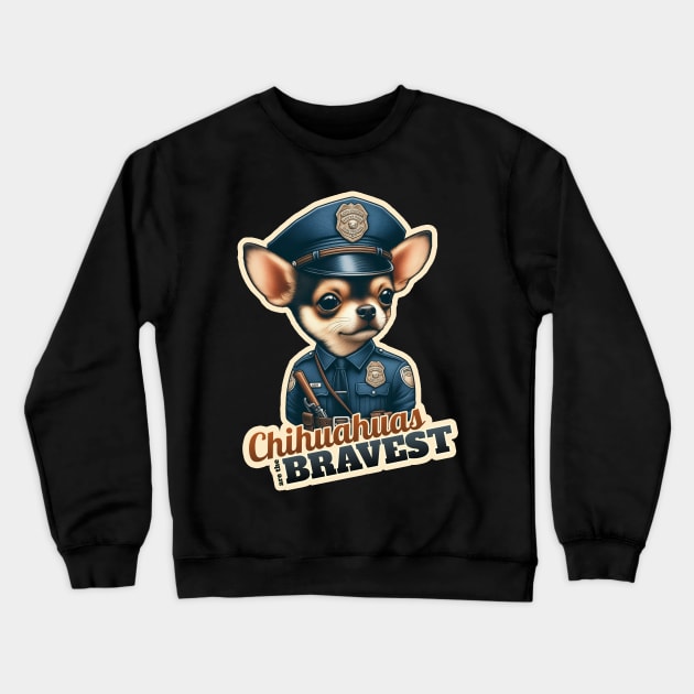 Chihuahua Policeman Crewneck Sweatshirt by k9-tee